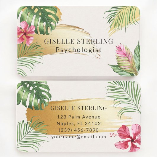 Psychologist Tropical Palm Trees Gold Visitenkarte