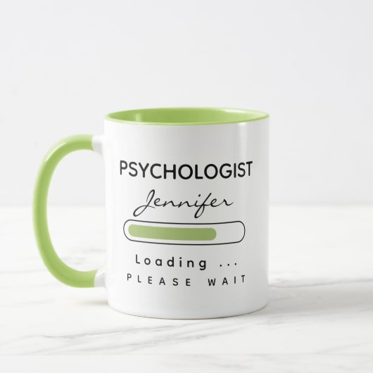 PSYCHOLOGISTIN [Name] Beladen von hellgrün und wei Tasse (Links)