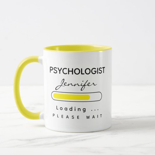 PSYCHOLOGISTIN [Name] Gelb/Weiß Tasse (Links)