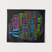 PSYCHOLOGY Word Cloud benutzerdefinierte Farbe Tap Wandteppich (Vorderseite (Horizontal))
