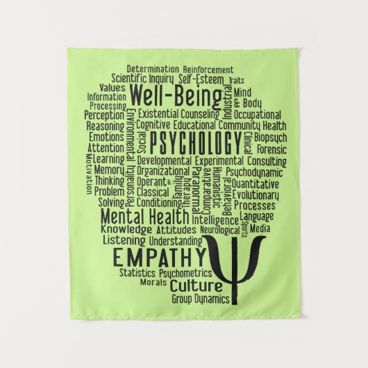 PSYCHOLOGY Word Cloud benutzerdefinierte Farbe Tap Wandteppich (Vorderseite)