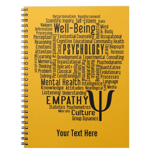 PSYCHOLOGY Word Cloud benutzerdefiniertes Farbheft Notizblock (Vorderseite)