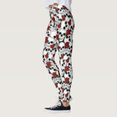 Psychomische Schädel und Rote Rosen Gemustert Leggings (Links)