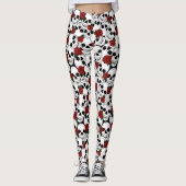 Psychomische Schädel und Rote Rosen Gemustert Leggings (Vorderseite)