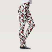 Psychomische Schädel und Rote Rosen Gemustert Leggings (Rechts)