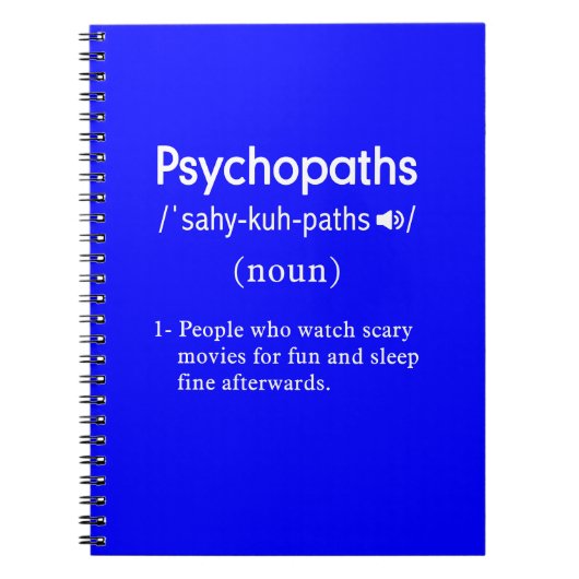 Psychopathen-Definition blau Notizblock (Vorderseite)