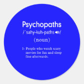 Psychopathen-Definition blau Runder Aufkleber (Vorderseite)