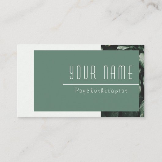 Psychotherapeut Calm Green Nature Minimal Moderne Visitenkarte (Vorderseite)