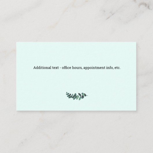 Psychotherapeut Eucalyptus Green Business Card Visitenkarte (Rückseite)