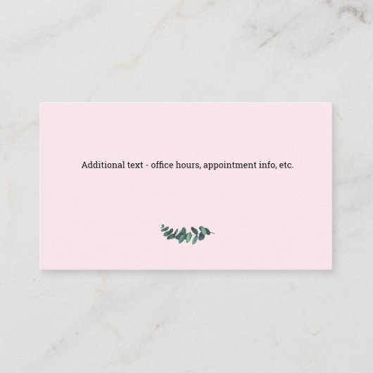 Psychotherapeut Eucalyptus Pink Business Card Visitenkarte (Rückseite)