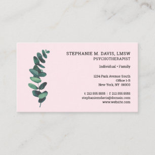 Psychotherapeut Eucalyptus Pink Business Card Visitenkarte