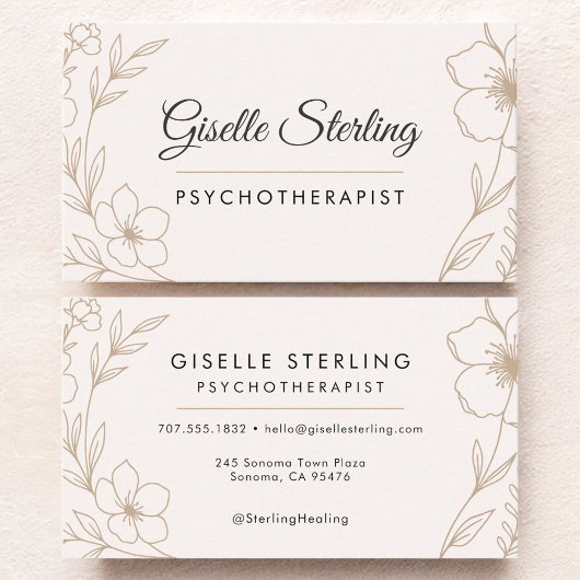 Psychotherapist Botanical Floral  Visitenkarte