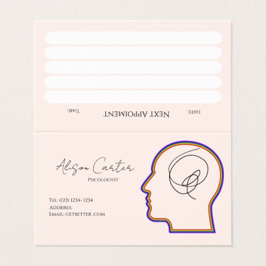 psycology editable business card visitenkarten (Außenseite Aufgefaltet)