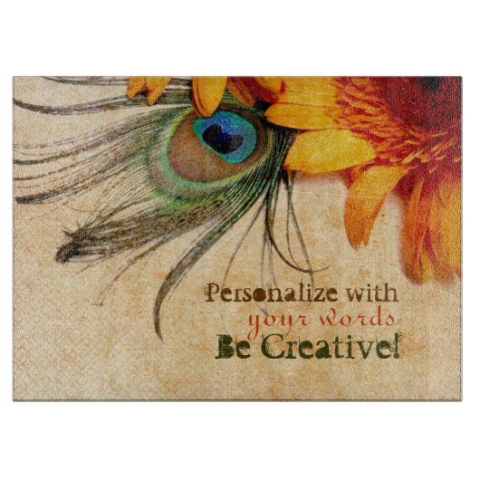 Psydefx: Gerbera Blume + Peacock Feather Schneidebrett (Vorderseite)