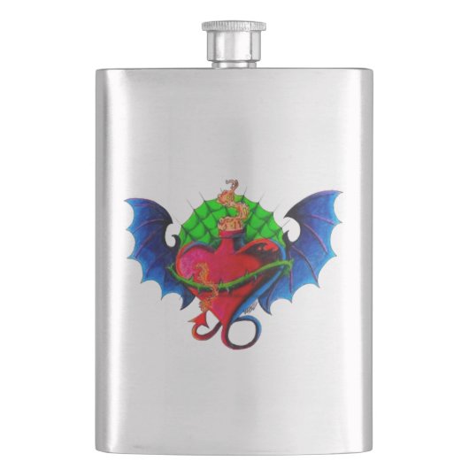 Psyko-Daizie Dragon Wing Heart Premium-Flasche Flachmann (Vorderseite)