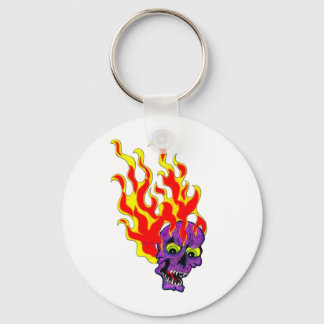 Psyko-Daizie Flaming Skull Tattoo Flash Schlüssela Schlüsselanhänger