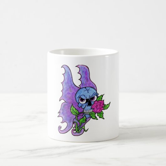 Psyko-Dazie Schädel & Rose Tattoo-Flash-Schädel-Ta Kaffeetasse (Mittel)