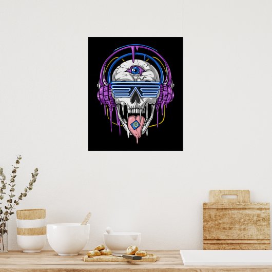 Psytrance Rave Skull Poster (Küche)