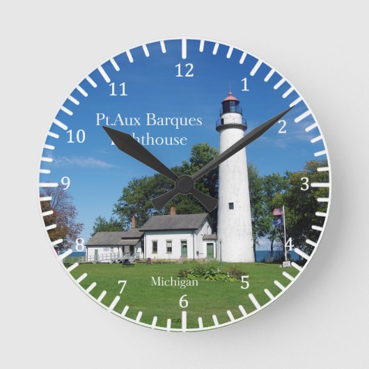 Pt Aux Barques Lighthouse clock Runde Wanduhr (Vorderseite)