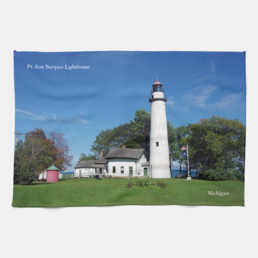 Pt Aux Barques Lighthouse Küchentuch (Horizontal)