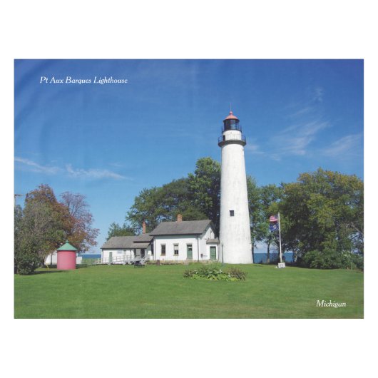 Pt Aux Barques Lighthouse Tischtuch Tischdecke (Vorderseite (Horizontal))