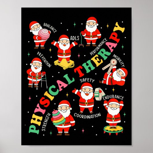 Pt Christmas Physical Therapy Santa Therast Xmas P Poster (Vorne)