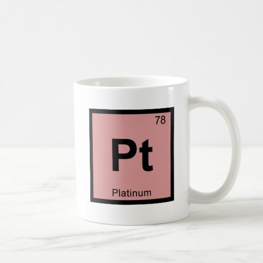 Pt - Platin Chemistry Periodisches Tabellensymbol Kaffeetasse (Rechts)