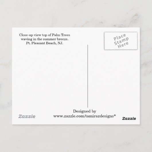 Pt. Pleasant NJ Wish Sie waren hier! Palmen Postkarte (Rückseite)