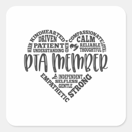 PTA-Mitglied, Elternlehrerverband Quadratischer Aufkleber (Vorderseite)