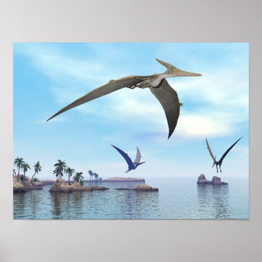 Pteranodon-Dinosaurier fliegen - 3D-Darstellung Poster (Vorne)