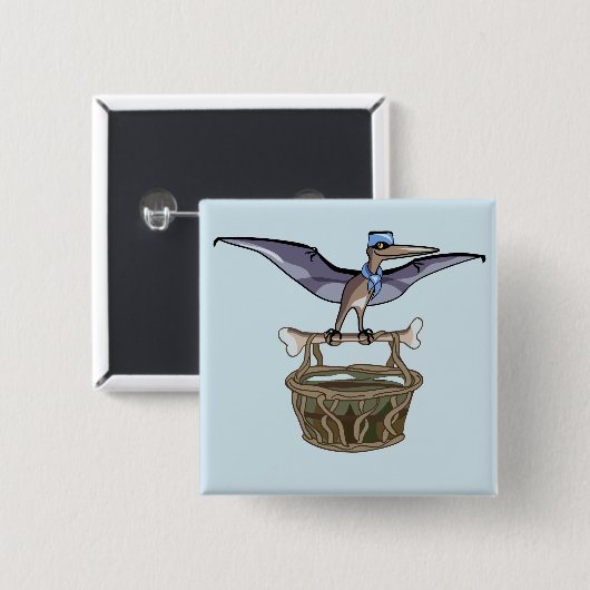 Pteranodon trägt einen Korb Button (Vorne & Hinten)