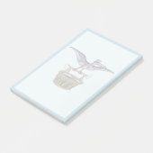 Pteranodon trägt einen Korb Post-it Klebezettel (angewinkelt)