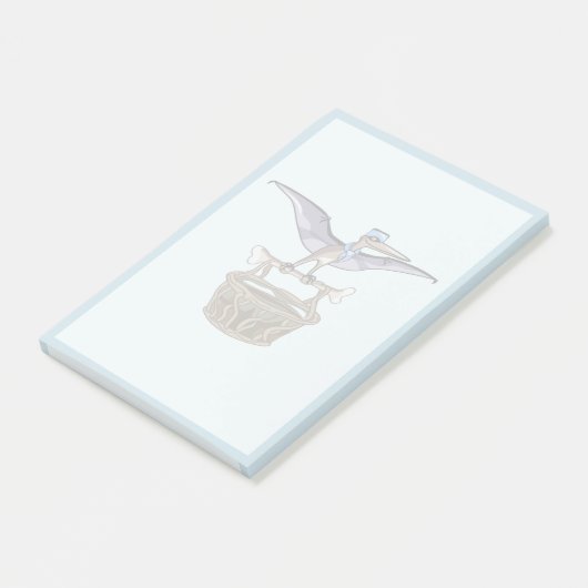 Pteranodon trägt einen Korb Post-it Klebezettel (angewinkelt)
