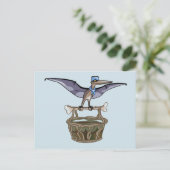 Pteranodon trägt einen Korb Postkarte (Stehend Vorderseite)