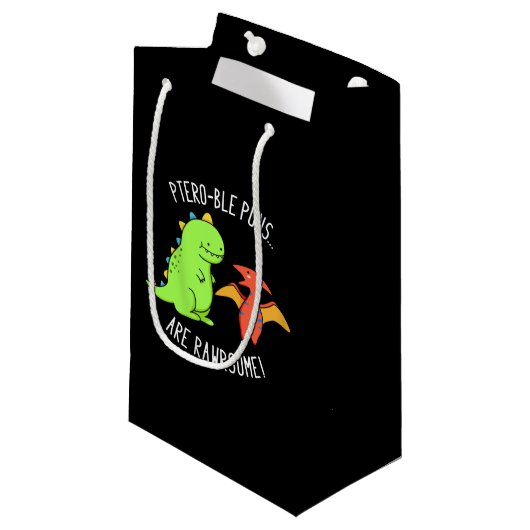 Ptero-ble Puns sind rawrsome Dinosaurier Pun Dark  Kleine Geschenktüte (Vorderseite Schrägansicht)
