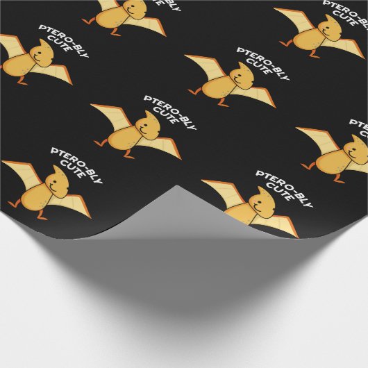 Pterobly Niedlich Funny Pterodactyl Pun Dark BG Geschenkpapier (Ecke)