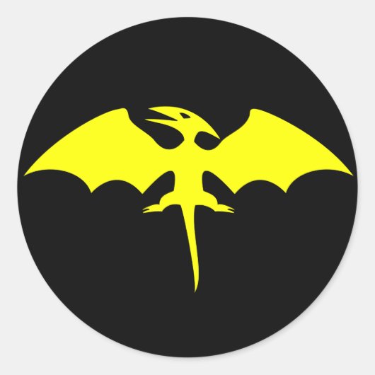 Pterodactyl Dinosaur Superhero Logo Runder Aufkleber (Vorderseite)