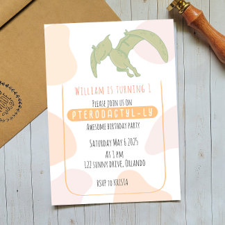Pterodactyl Kinder Einladung zur ersten Geburtstag