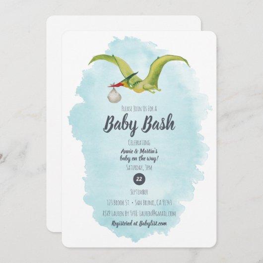 Pterodactyl-Lieferung Einladung (Vorne/Hinten)