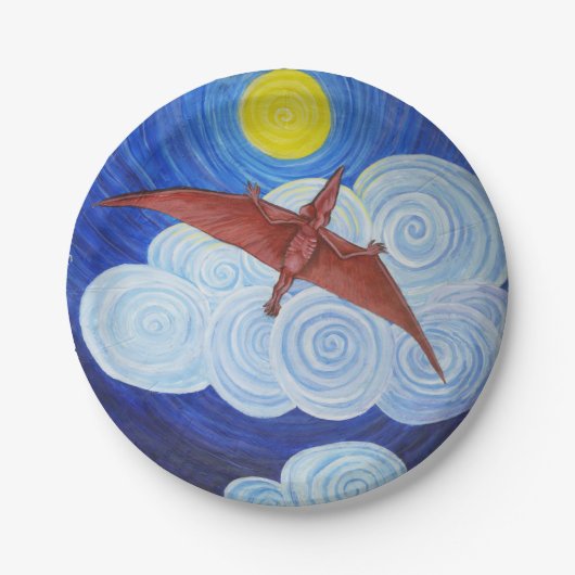 Pterodactyl nimmt Flug PapierTeller (Vorderseite)
