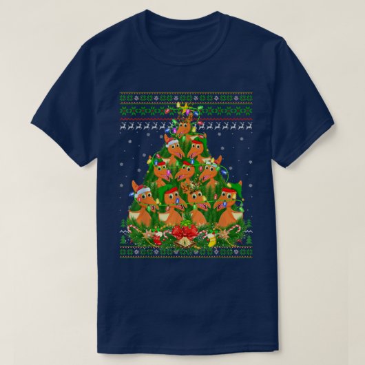 Pterodactyl Xmas Leuchtbaum Pterodactyl Ugly Ch T-Shirt (Design vorne)