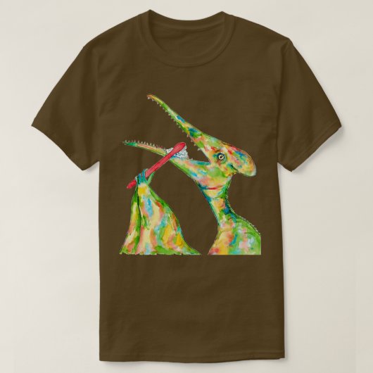 Pterodactylbürste Zähneputzen Dinosaurier Malwasse T-Shirt (Design vorne)