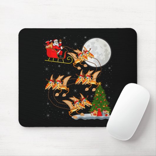 Pterodactyls Dinosaur Bird Santa Sleigh Flying Chr Mousepad (Mit Mouse)