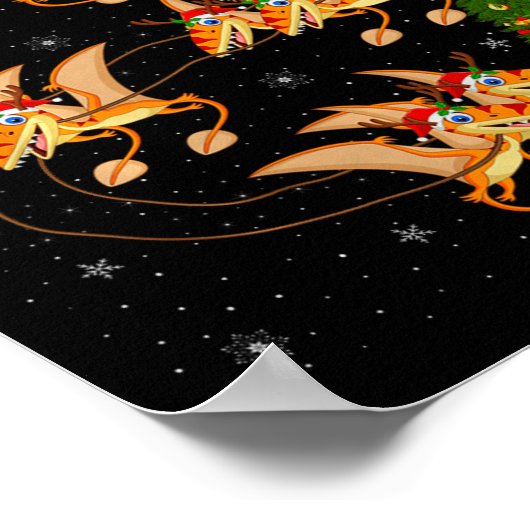 Pterodactyls Dinosaur Bird Santa Sleigh Flying Chr Poster (Ecke)