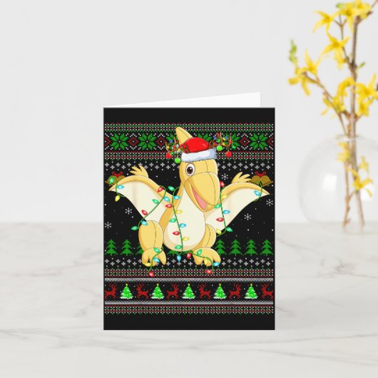Pterodactyls Dinosaur Bird Ugly Christmas Sweaters Karte (Gelbe Blume)