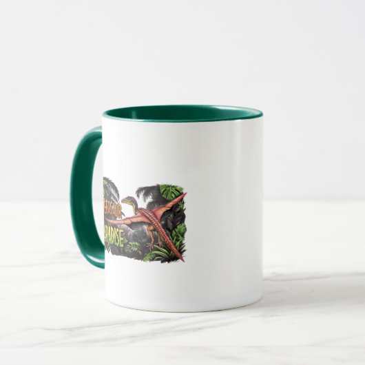 Pterosaur Paradise - Flying Dinosaur Jungle Scene Tasse (Vorderseite Links)