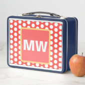 Ptetty Monogram Peach Fruit White Polka Dots Metall Brotdose (Beispiel)