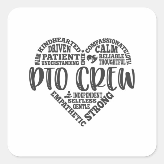 PTO-Crew, Elternlehrerorganisation Quadratischer Aufkleber (Vorderseite)