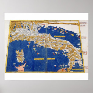 Ptolemaic Karte von Italien, 1482 (farbiges litho) Poster