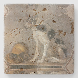 Ptolemaic mosaic of a dog and askos Hellenistic Steinuntersetzer
